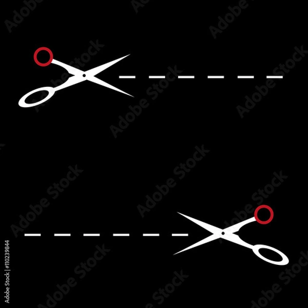 Fototapeta Scissors with cut line