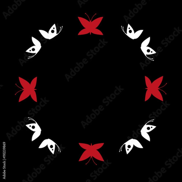 Fototapeta Butterfly round frame