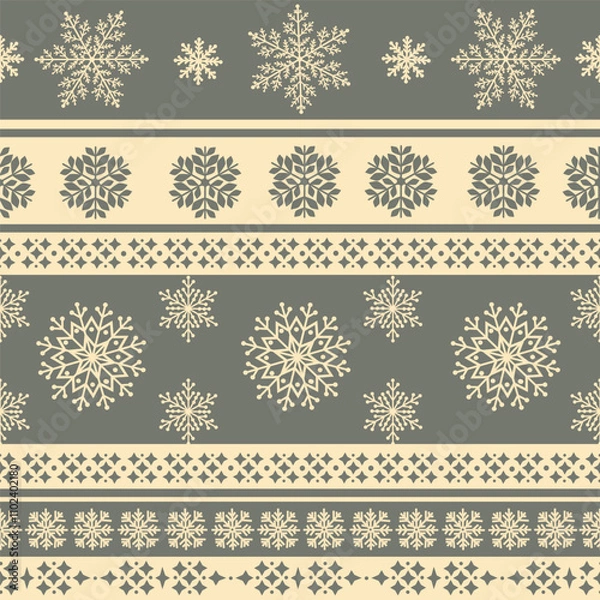 Obraz Christmas seamless ornamental pattern on grey background