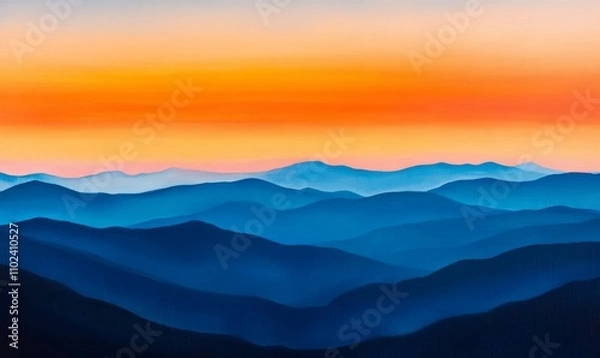 Fototapeta vibrant sunset over pristine mountain range the ozone layer visible as thin protective veil