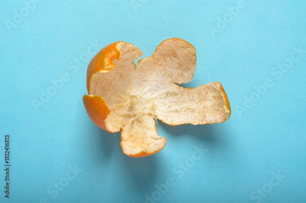 Obraz Inside orange peel on blue background