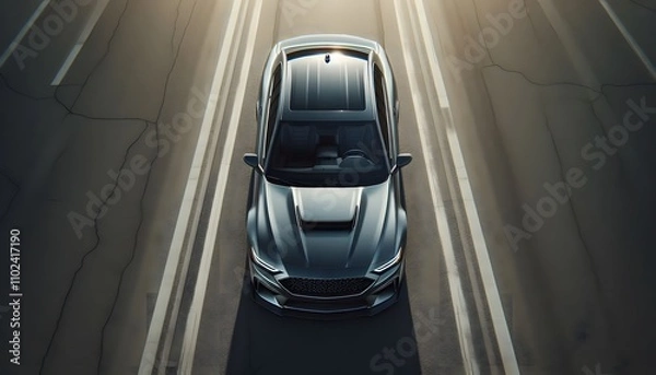 Fototapeta leek Luxury Car on Open Road, GENERATIVE AI	