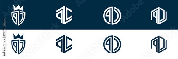 Fototapeta PC CP letter logo design set