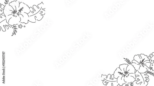 Fototapeta ハイビスカスの花飾りのフレーム