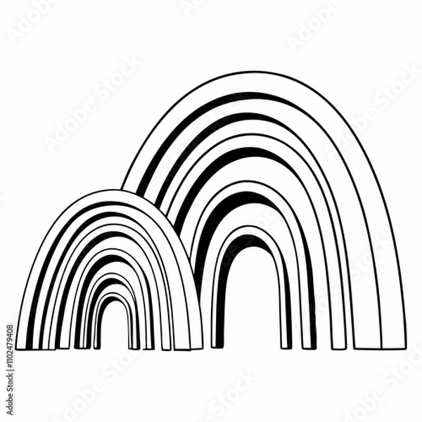 Fototapeta Layered linear arcs creating dynamic depth effects
