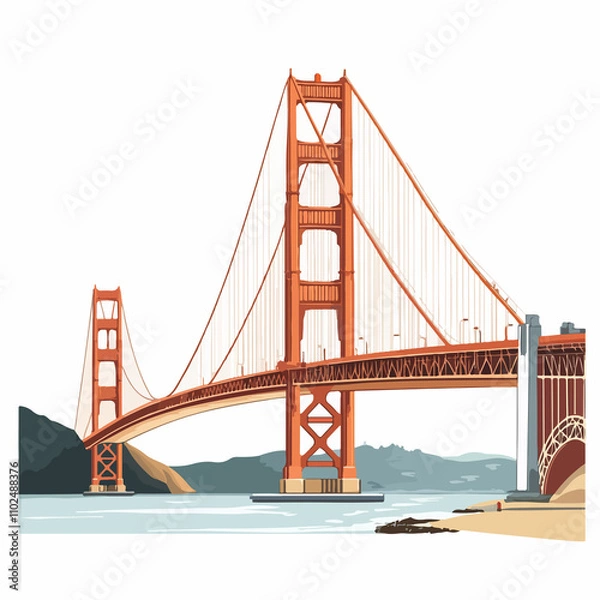 Fototapeta Golden Gate Bridge Structure in San Francisco - Vector Illustration