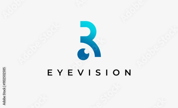 Fototapeta Logo Letter R and Eye Vision. Digital, visual with modern and minimalist concept. Editable file.