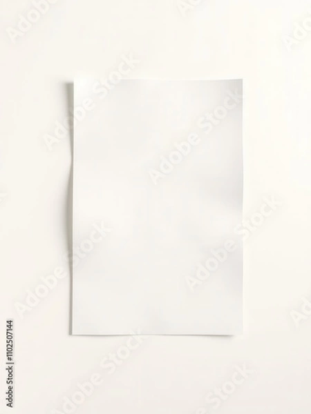 Obraz Sheet of paper on a plain white background with a subtle light source, depth, white background, glow, paper