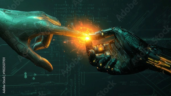 Obraz Touch of Humanity and AI: Technology Meets Humanity