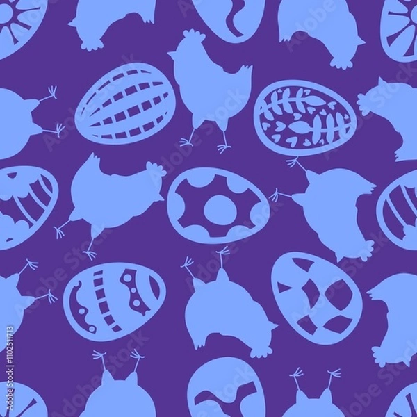 Obraz Easter chicken seamless birds pattern for wrapping paper and fabrics