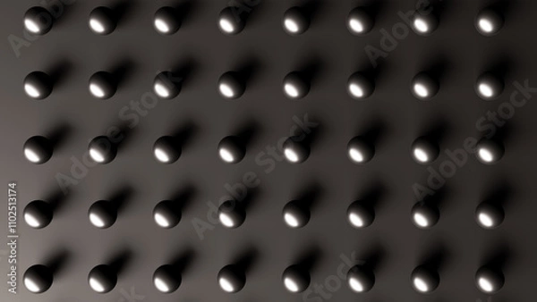 Fototapeta Dark geometric background of spheres on plane illuminated. 3d illustration