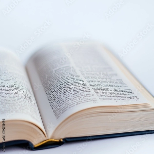 Fototapeta Open Dictionary on Bright White Background