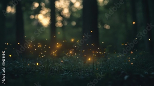 Obraz group tiny fireflies glowing softly