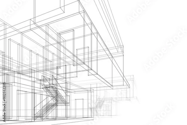 Fototapeta house building architecture 3d rendering