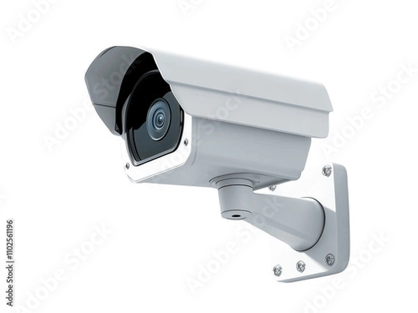Fototapeta Single outdoor security camera with a weather-resistant design ideal for home or business surveillance.