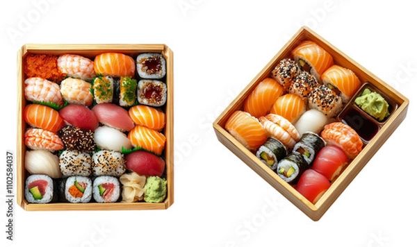 Fototapeta Colorful Sushi Platter with Various Types of Sushi