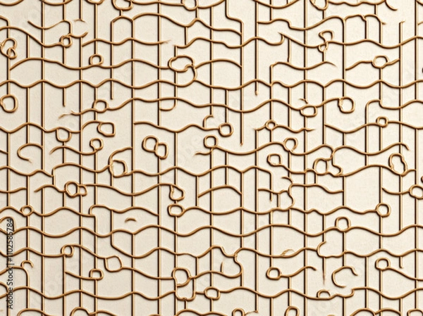Fototapeta A minimalist geometric pattern with soft neutrals and light gold accents, perfect for modern textiles or wallpapers, ideal for home decor and design projects.