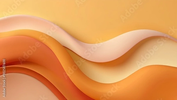 Fototapeta Abstract organic shapes in shades of orange and yellow with smooth, flowing transitions, creating a warm and contemporary visual aesthetic on a plain background.