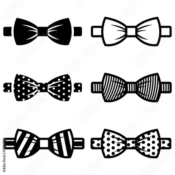 Obraz Vector black bow ties icons set