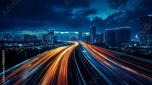 Fototapeta Night City Highway Lights