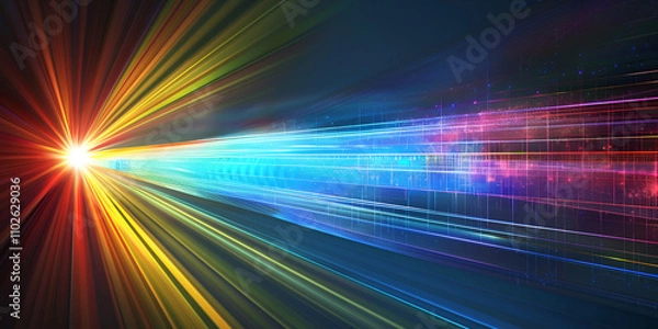 Fototapeta Light Beam Spectrum Depicting Energy and Scientific Innovation, Abstract Depiction of Technology with Vibrant Colors and Motion
