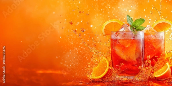 Obraz Aperol spritz with orange slice and splash