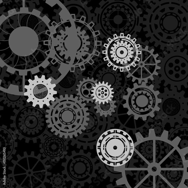 Obraz Abstract vector cogs - gears on black background