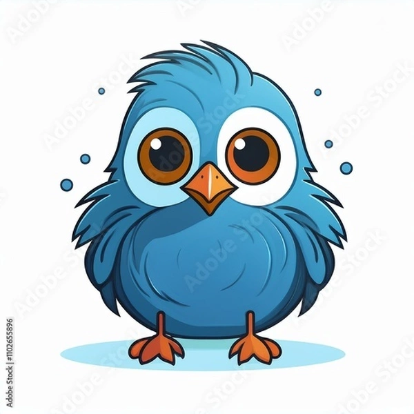 Obraz ひよこ（青い小鳥）のアイコン風イラスト（AI生成画像）