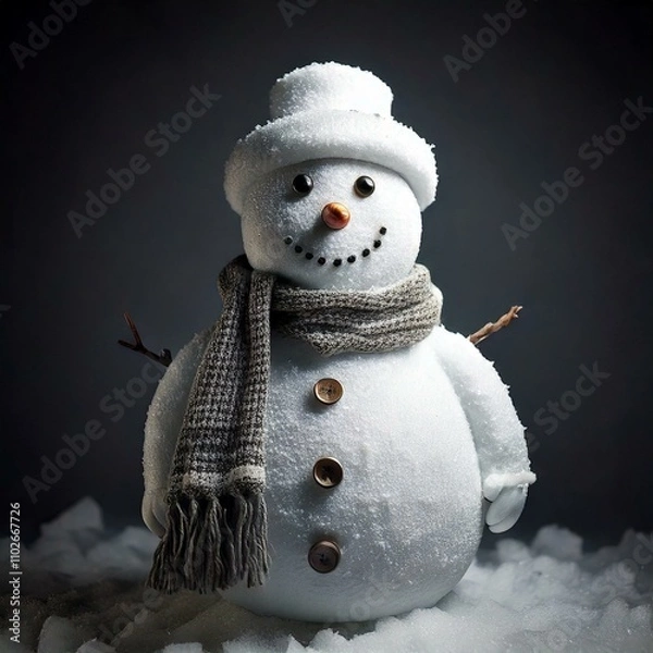 Obraz Adorable Snowman with Hat and Scarf | Christmas Decoration Isolated 