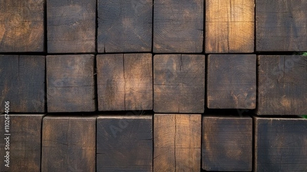 Fototapeta Rustic Wooden Blocks in a Stacked Arrangement