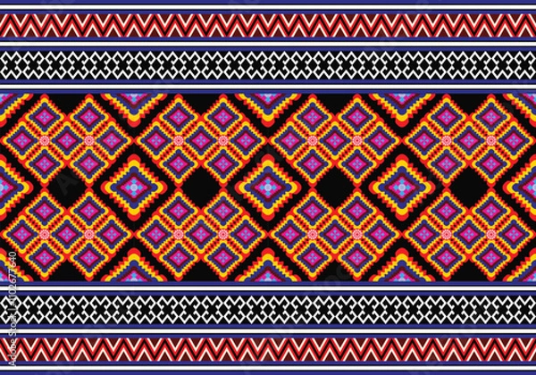 Fototapeta Ethnic tribal patterns in seamless geometric patterns.