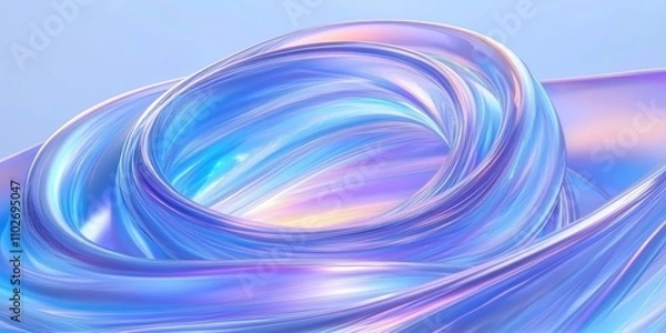 Fototapeta Iridescent Ribbons Abstract Artwork Flowing Design Modern Futuristic 3D Render