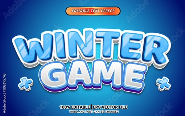 Fototapeta Winter game shiny 3d headline title text effect