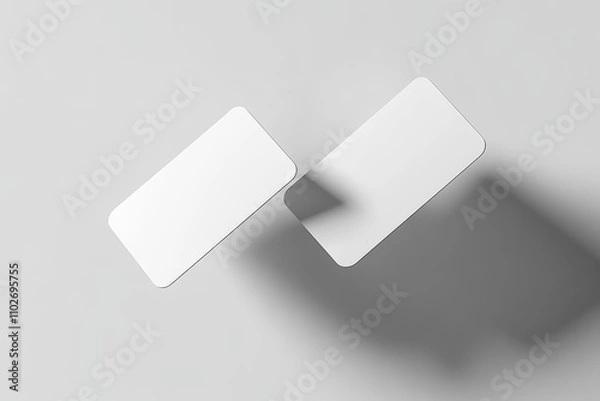 Fototapeta Vertical Blank Business Card 3D Mockup Modern Minimalist Design