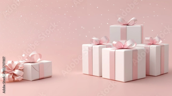 Obraz pink gift box with ribbon