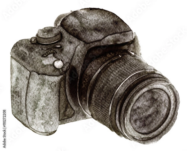 Obraz watercolor camera isolated on white background