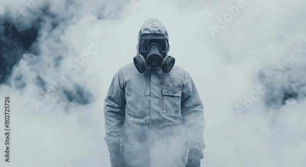 Obraz Human Health and Safety Emphasized with Protective Gear Amidst Industrial Hazards.