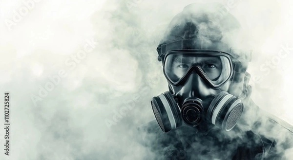 Obraz Human Health and Safety Emphasized with Protective Gear Amidst Industrial Hazards.