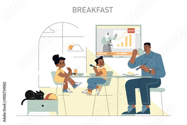 Fototapeta one day of builder. Flat Vector Illustration