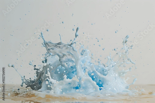 Fototapeta Liquid water wave splash of transparent blue flow swirl or pour spill