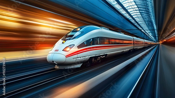 Fototapeta High-Speed Train, Dynamic Motion Blur Illustration