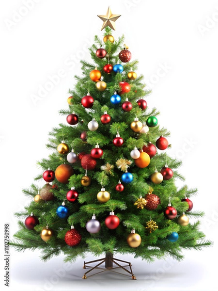 Obraz Christmas Tree on isolated white background, Clipping path