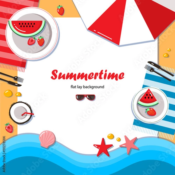 Obraz Summertime flat lay background.