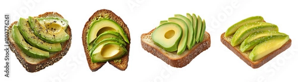 Fototapeta Collection Avocado Toast Isolated On Transparent Background
