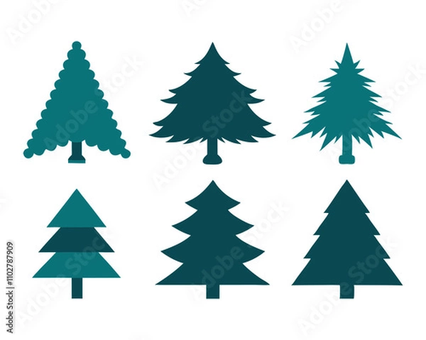 Obraz chiasmas Tree silhouette set vector with a white background