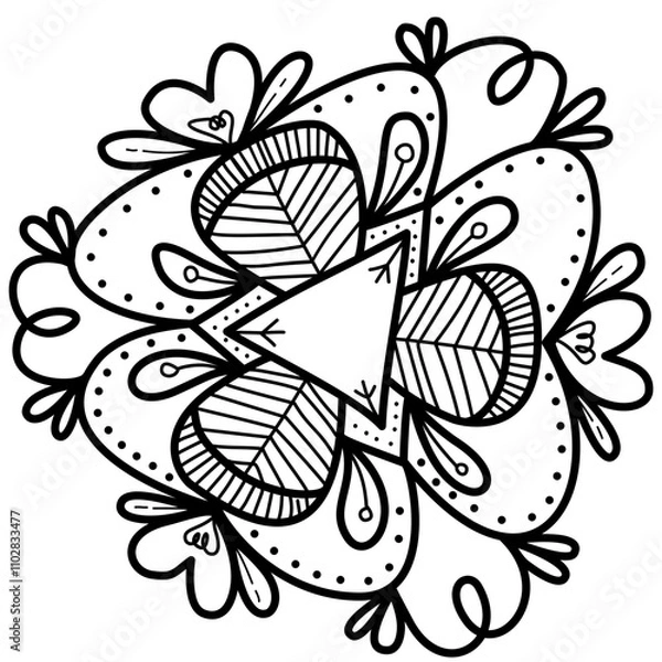 Fototapeta hand draw mandala pattern black lines vector
