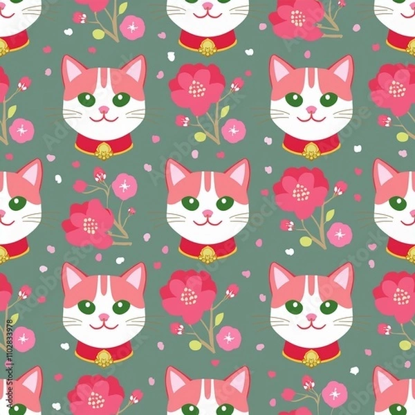 Fototapeta seamless pattern with cats