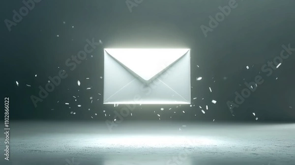 Fototapeta Floating Envelope with Light Effect Against a Dark Background, Symbolizing Communication, Technology, and Messages in a Modern Digital World