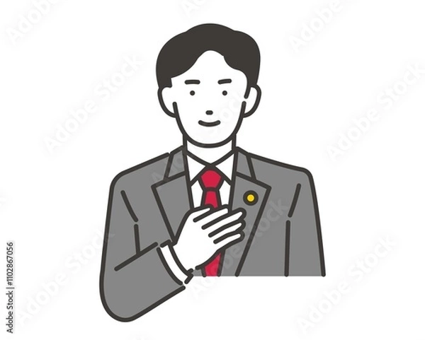 Fototapeta 胸に手を当てる弁護士のアイコンイラスト