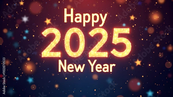 Fototapeta Happy New Year 2025 greeting card. Concept of celebration, party, and holiday.